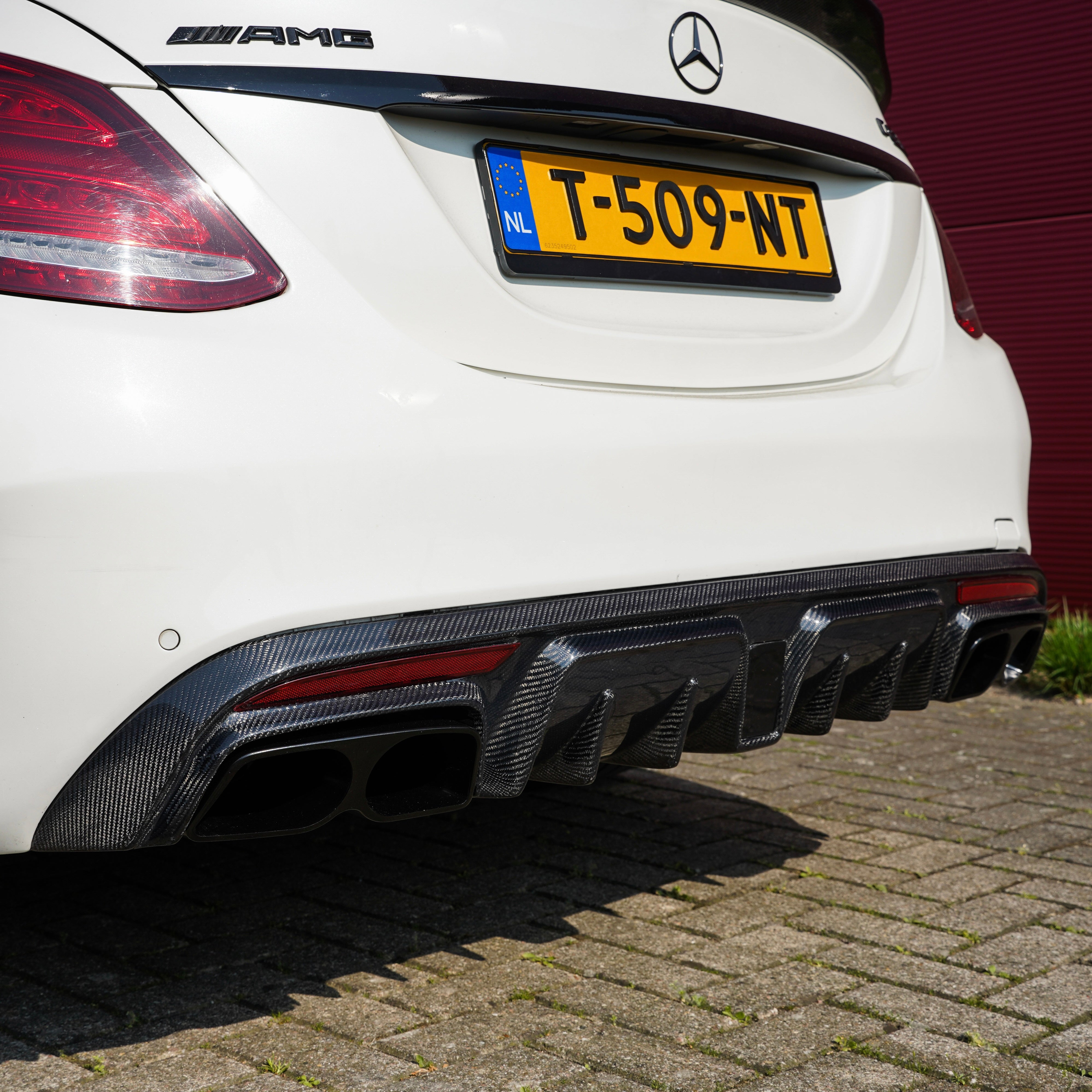 Carbon fibre diffuser & uitlaat sierstukken Mercedes C63 W205 Sedan
