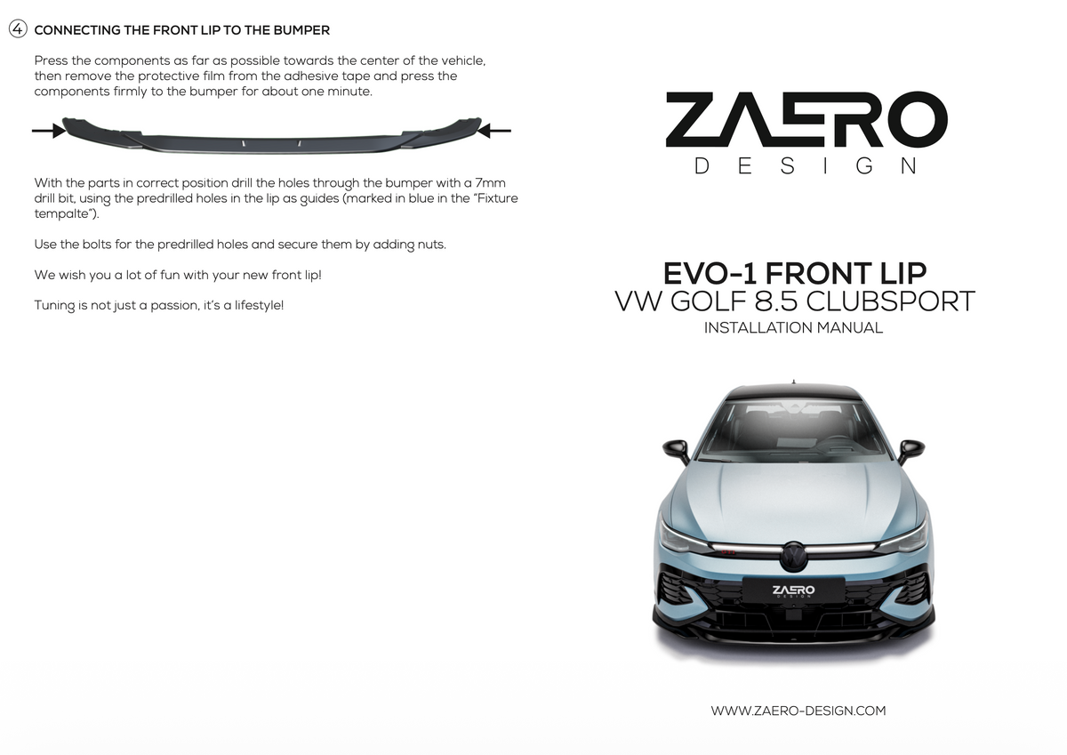 Front splitter VW Golf 8.5 GTI Clubsport - Zaero-Design