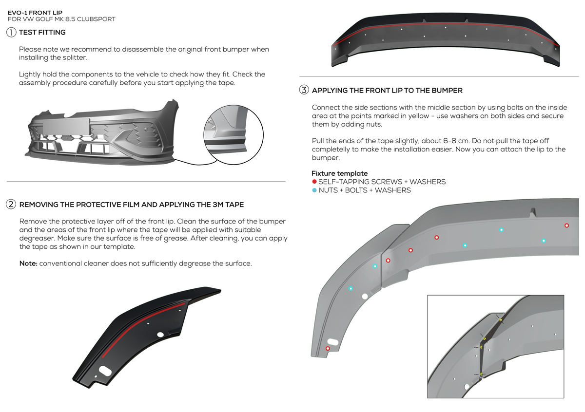 Front splitter VW Golf 8.5 GTI Clubsport - Zaero-Design