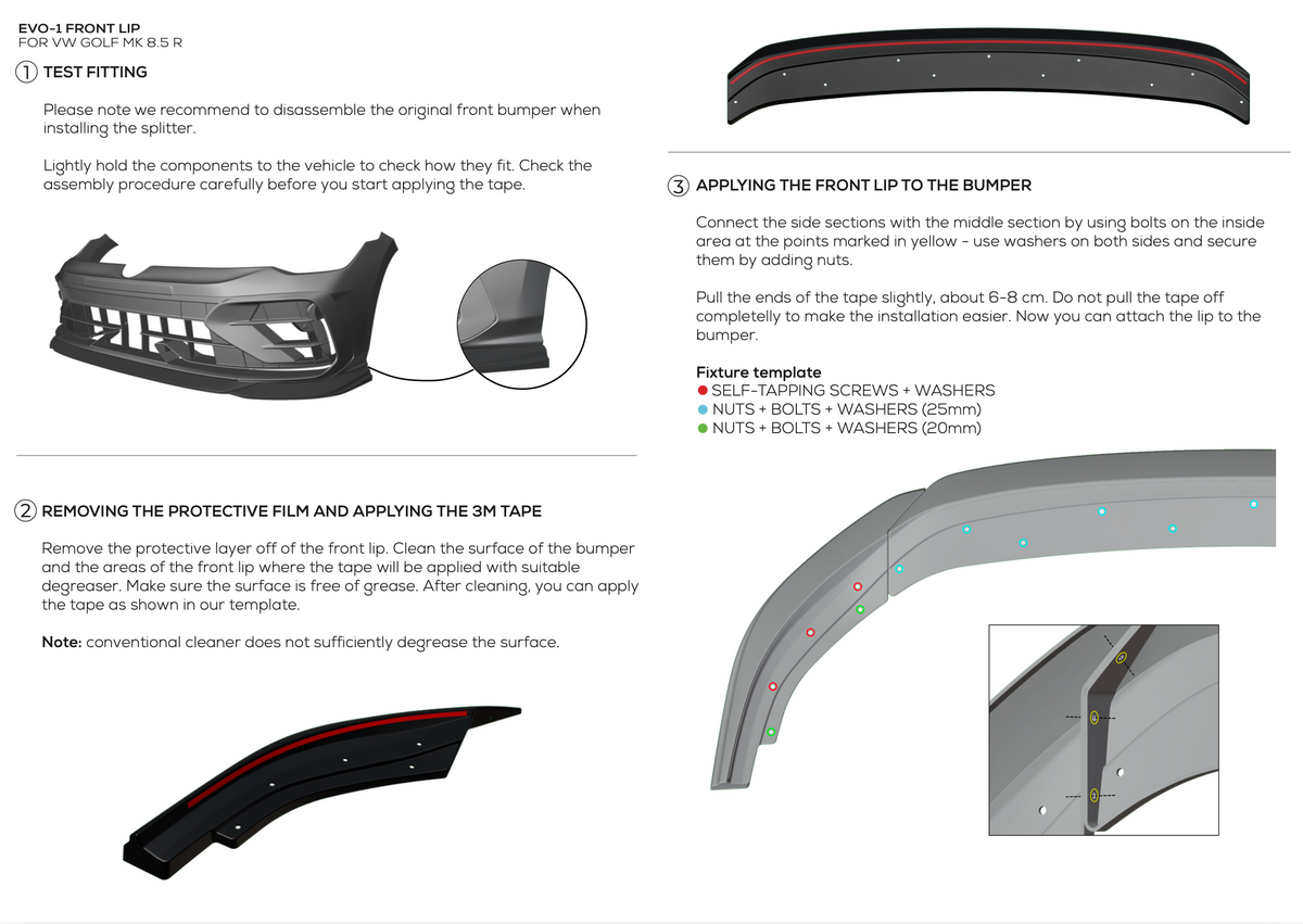 Front splitter VW Golf 8.5 R- Zaero-Design
