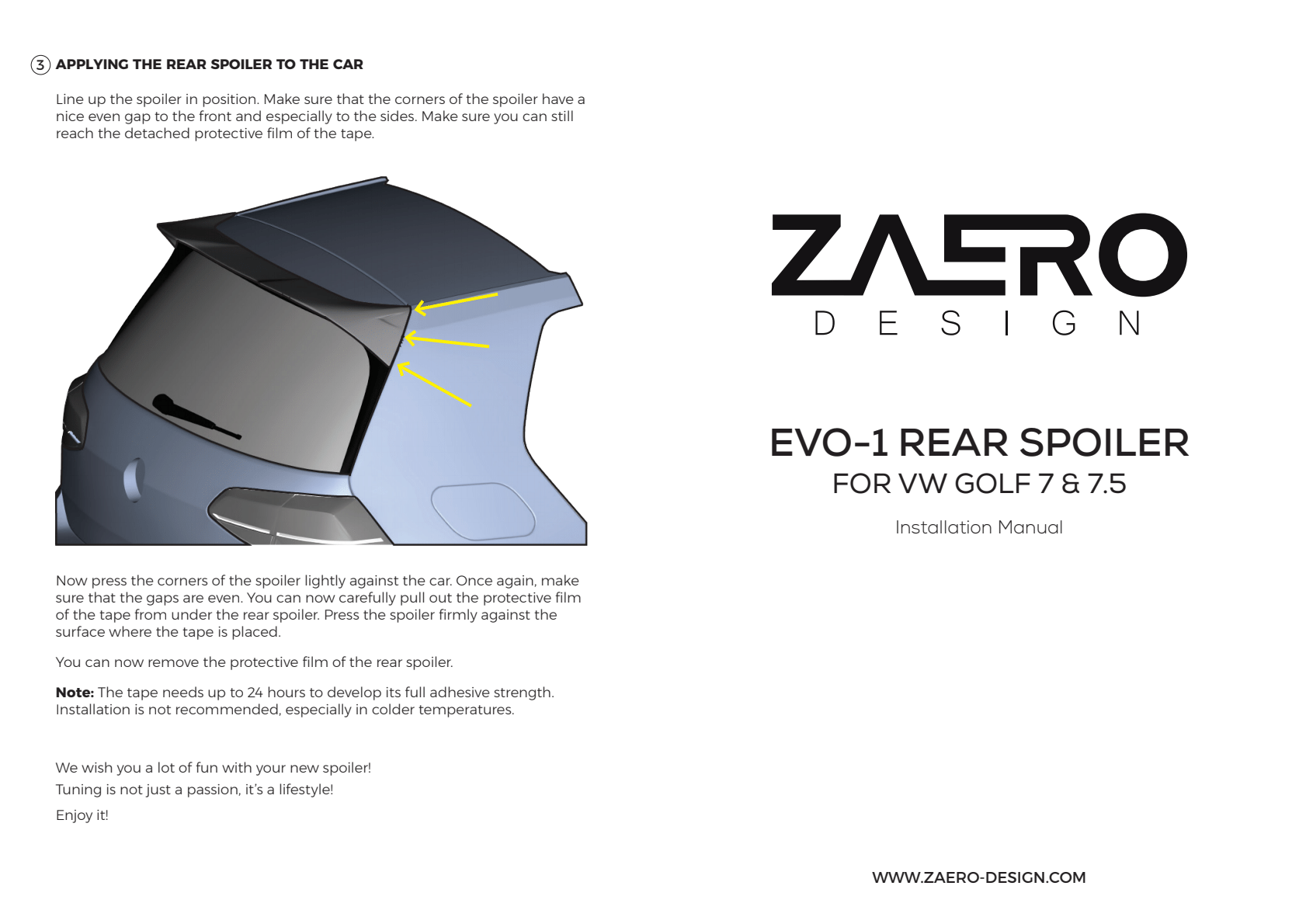 Rear spoiler VW Golf 7/7.5 - Zaero Design