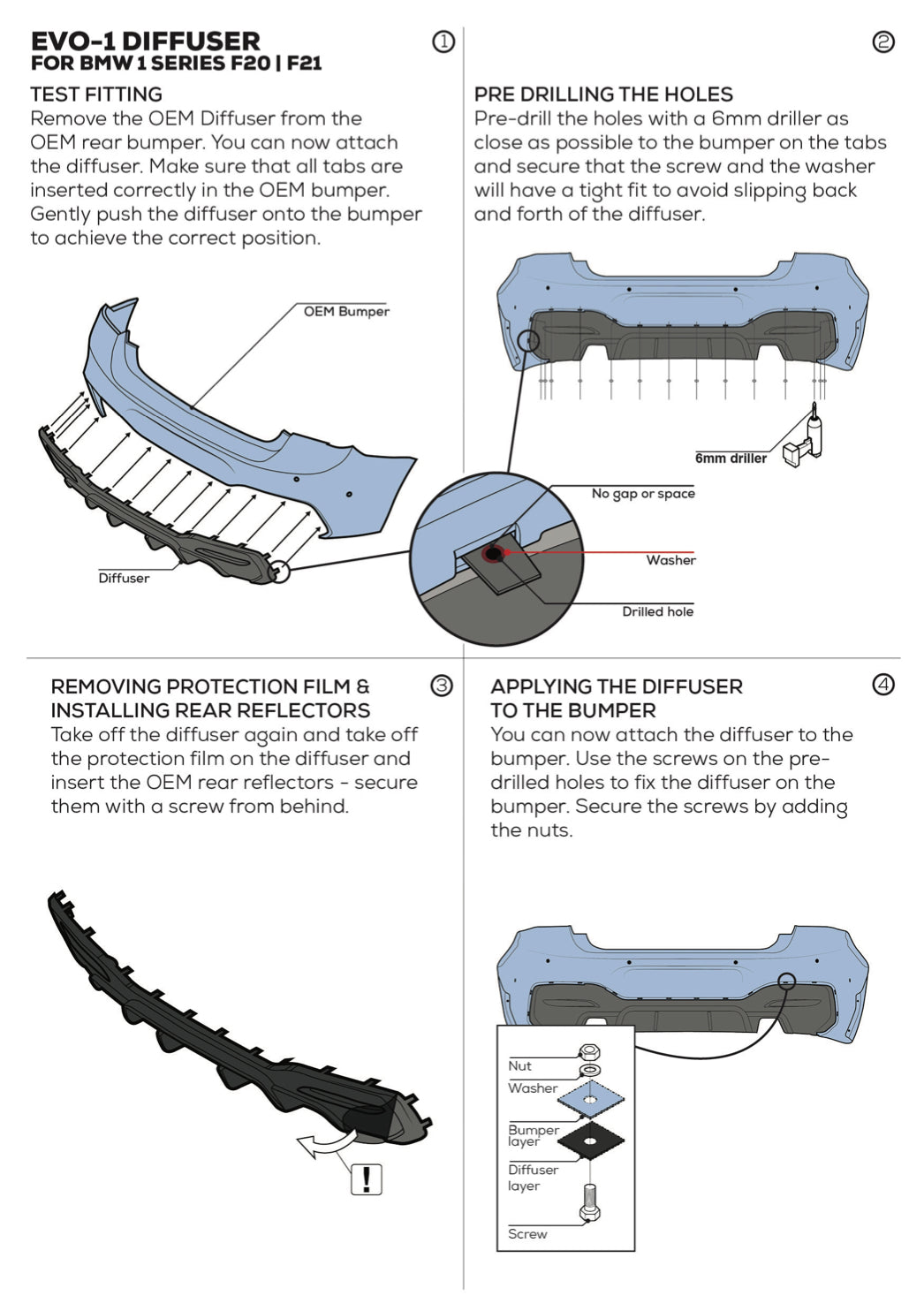 Diffuser BMW 1-serie F20 | F21 120 & 125 LCI - Zaero Design