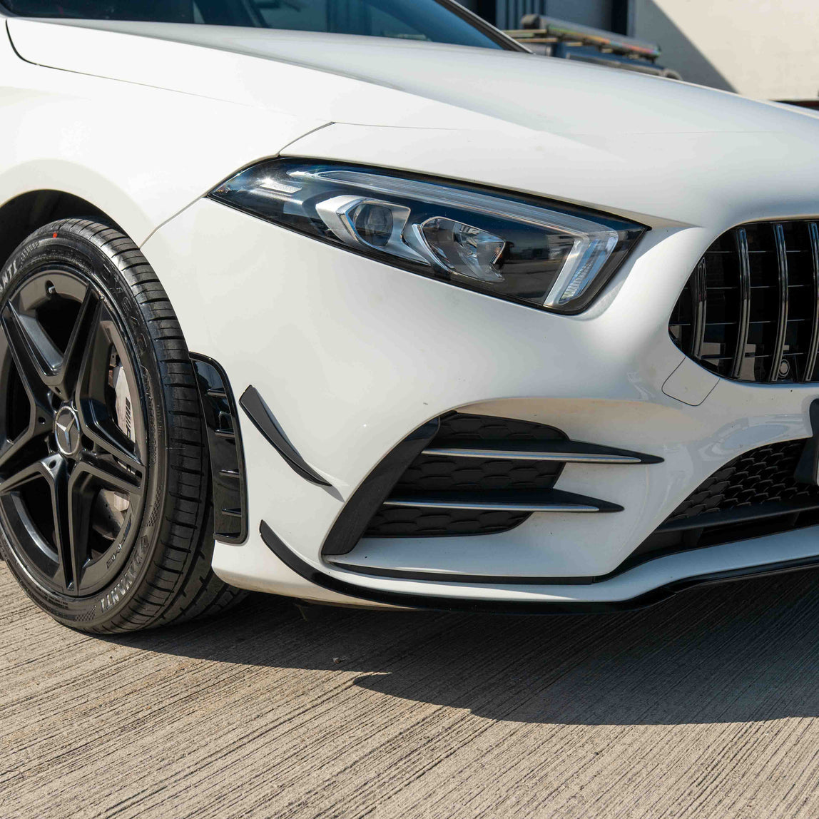 Front splitter & canards Mercedes A-Klasse W177 & V177 Hoogglans zwart