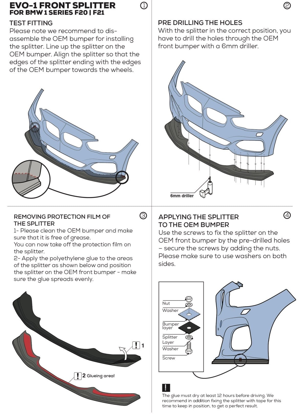 Front splitter BMW 1-serie F40 - Zaero Design