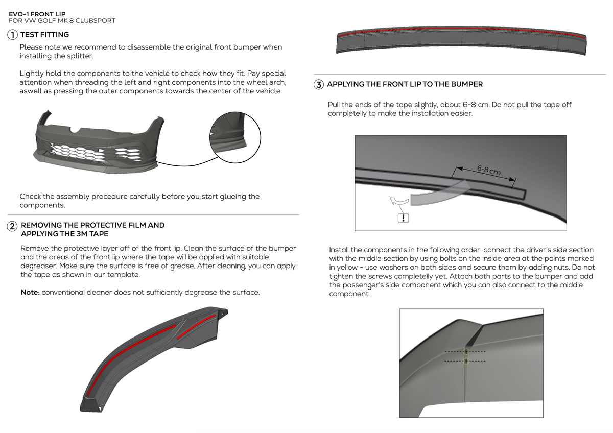 Front splitter VW Golf 8 GTI Clubsport - Zaero-Design