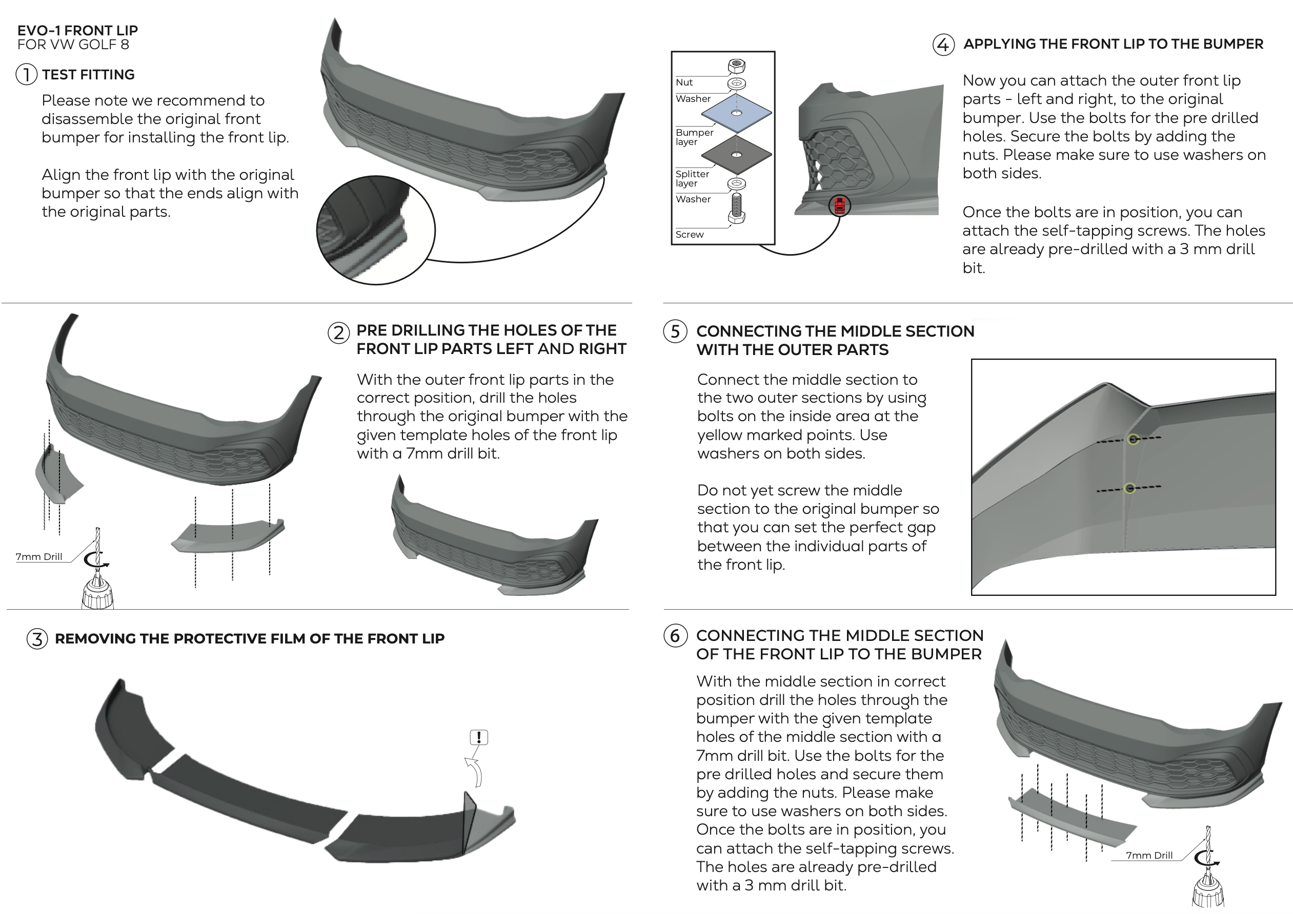 Front splitter VW Golf 8 - Zaero Design
