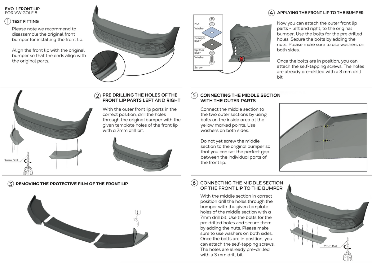 Front splitter VW Golf 8.5 - Zaero-Design