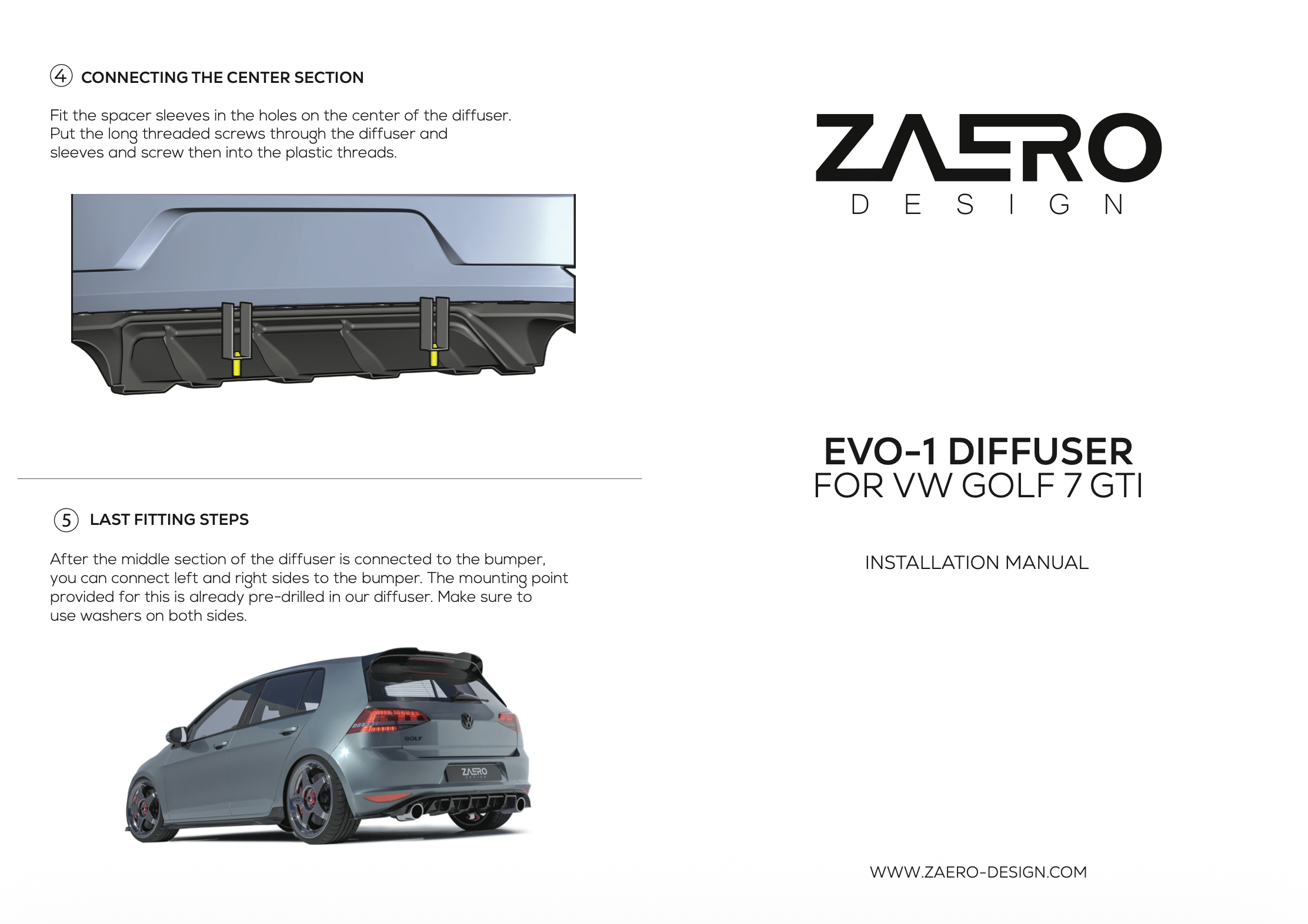 Diffuser VW Golf 7 GTI - Zaero Design