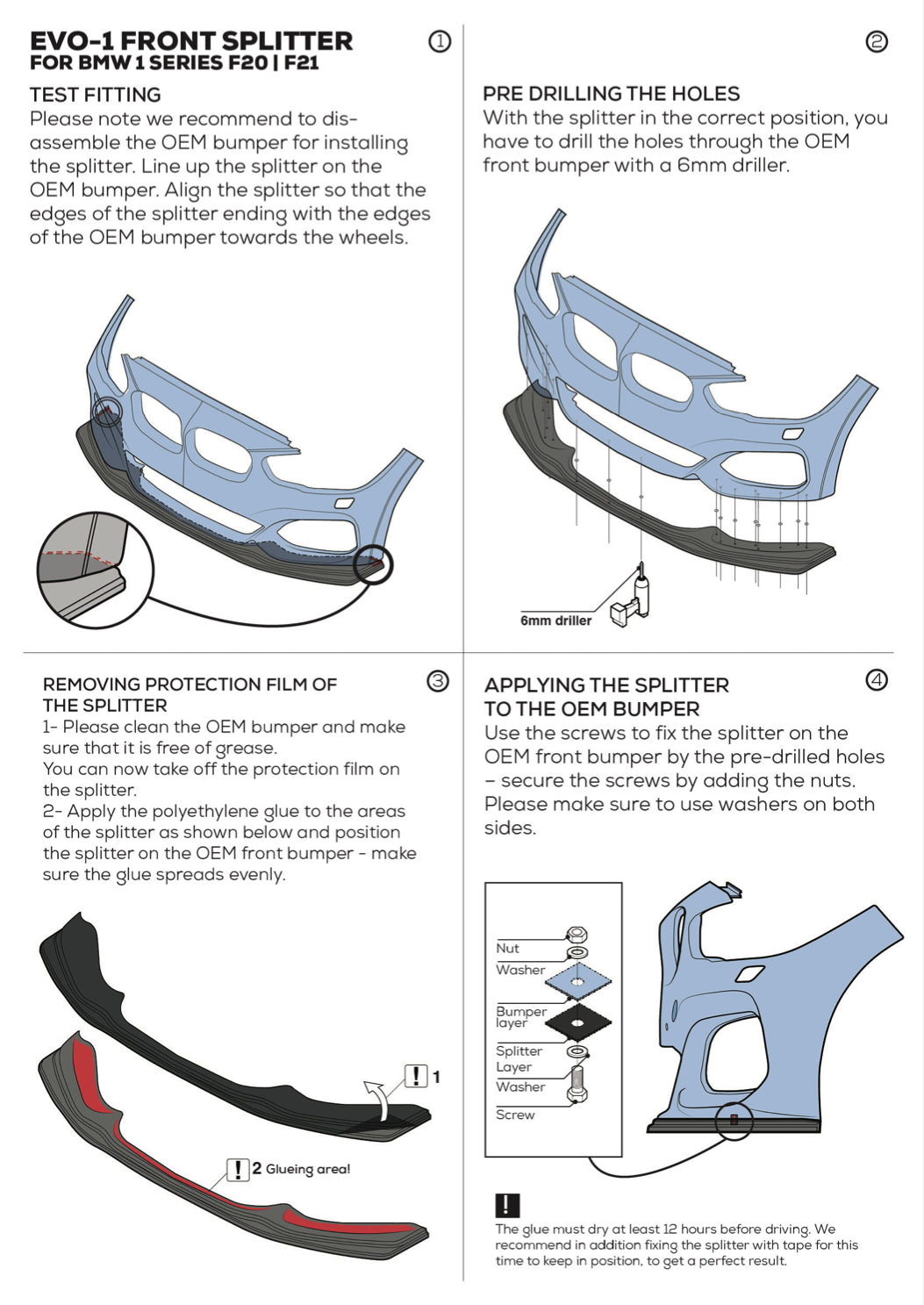 Front splitter BMW 1-serie F20 | F21 PRE LCI - Zaero Design
