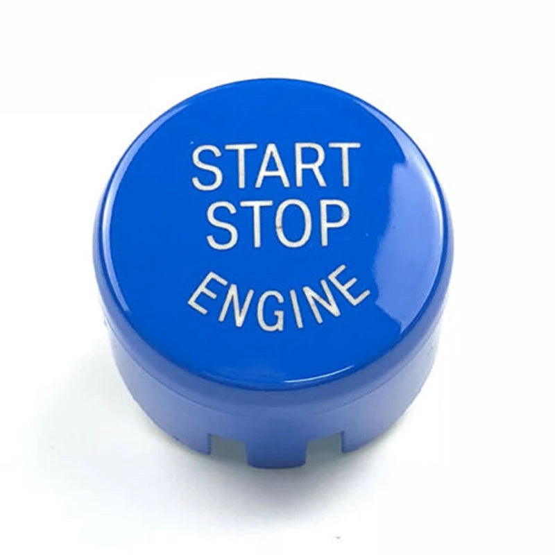 Blauwe start/stop button BMW